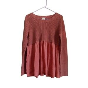 Self-esteem Mauve knit and sheer ruffle bottom tunic long sleeve